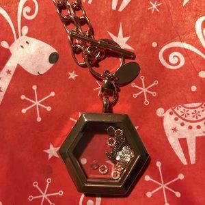 Rose gold Hexagon Locket Necklace